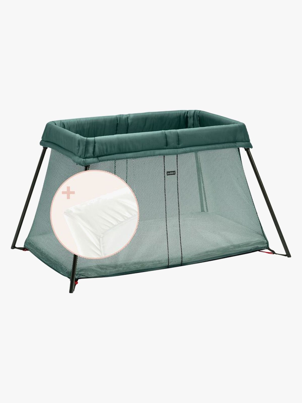 BabyBjörn Light Reiseseng med Stretchlaken, Mørkegrønn