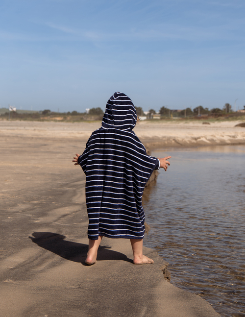 Nordbjørn Skrea Badeponcho, Navy Stripe
