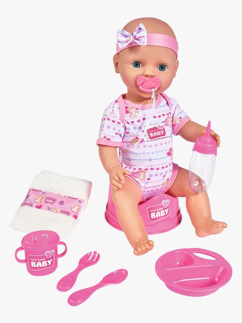 New Born Baby Dukke Jente med Tilbehør, Rosa