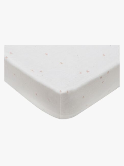 Jollein Stretchlaken Twinkling 60x120, Off white/Wild Rose