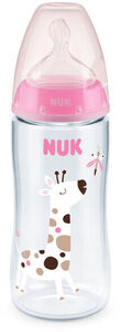 NUK First Choice+ Tåteflaske 300 ml, Hvit/Rosa