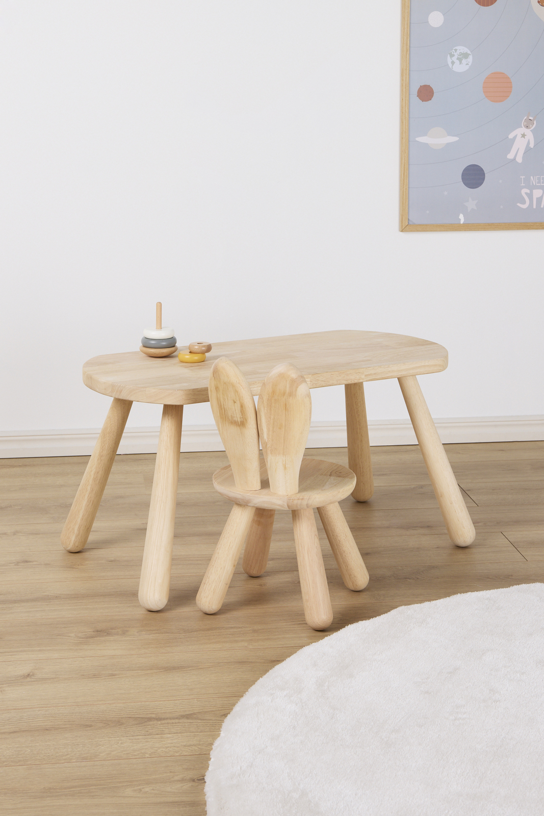 Minitude Minitude Nordic Skrivebord med Stol Kanin, Natur