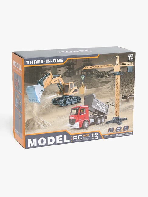 Alex's Garage Lekesett med Radiostyrt Gravemaskin, Lastebil og Manuell Løftekran 42 cm