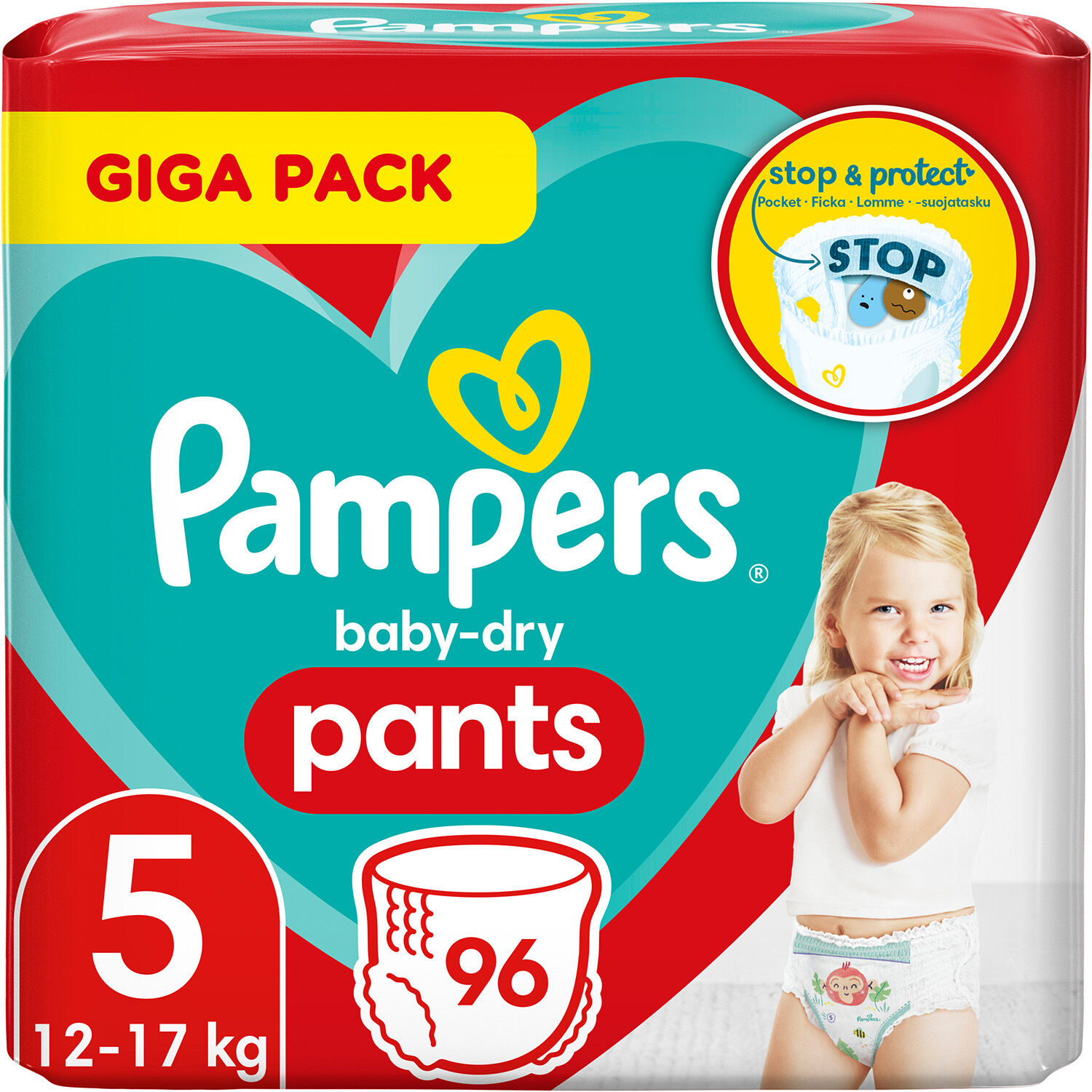 Pampers Baby-Dry Pants Bleie Str 5 12–17 kg 96-pakning