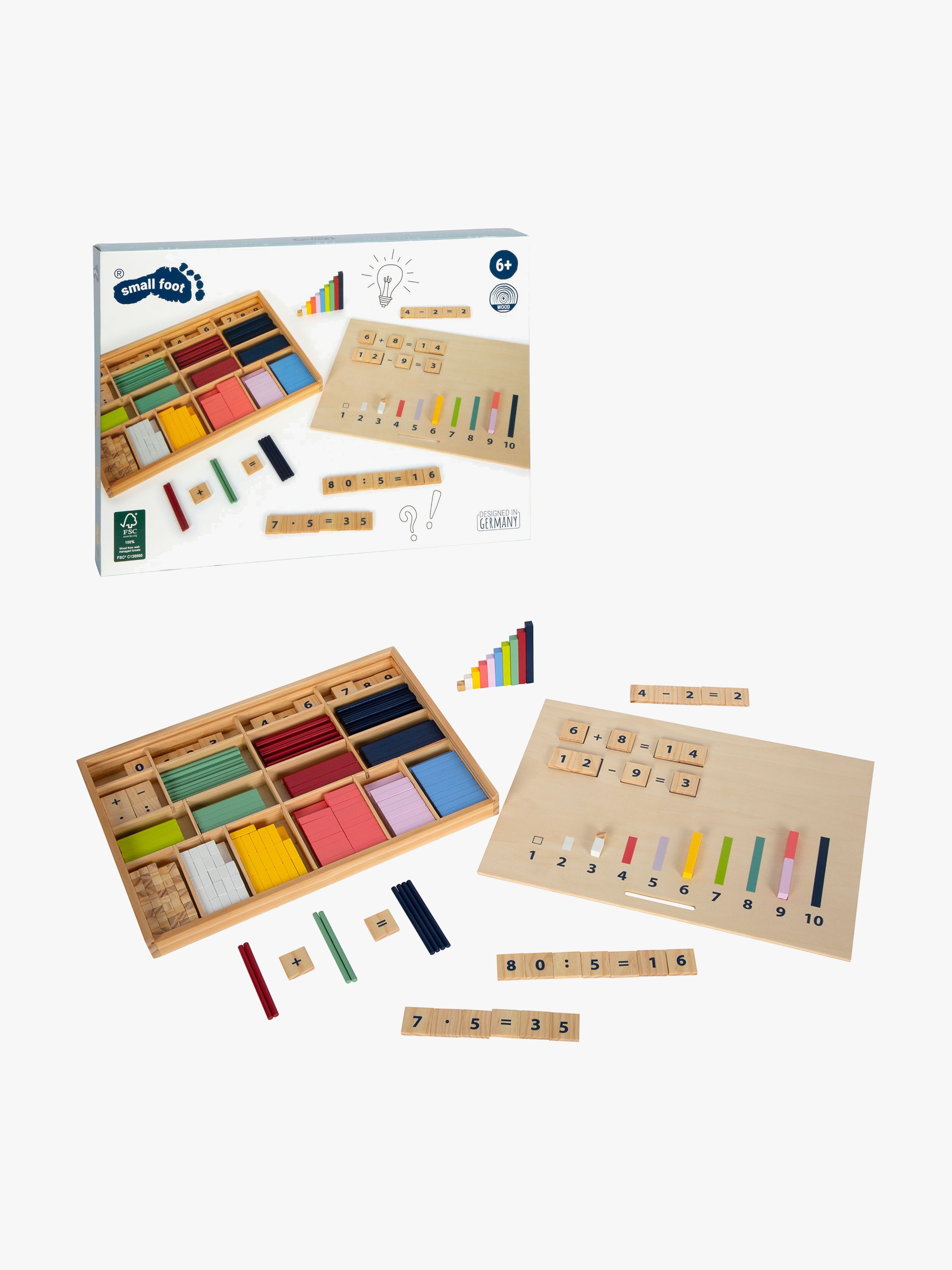 Small Foot Læringsboks Mattepinner med Tall - Montessorileker - Tre
