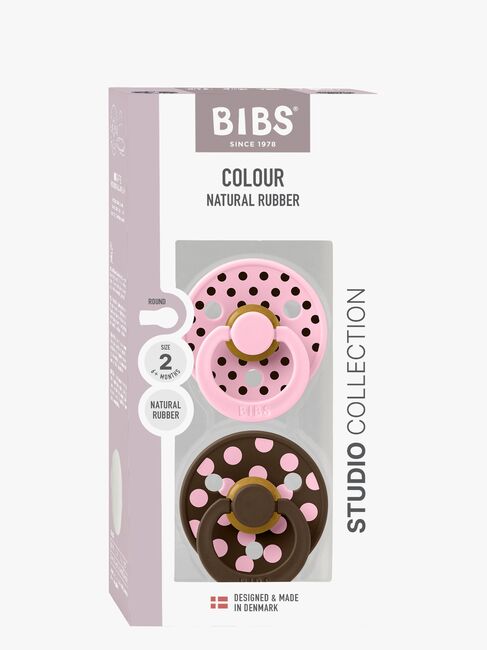 BIBS Studio Colour Polka Smokk 2-Pakk Latex Str 2, Baby Pink/Mocha