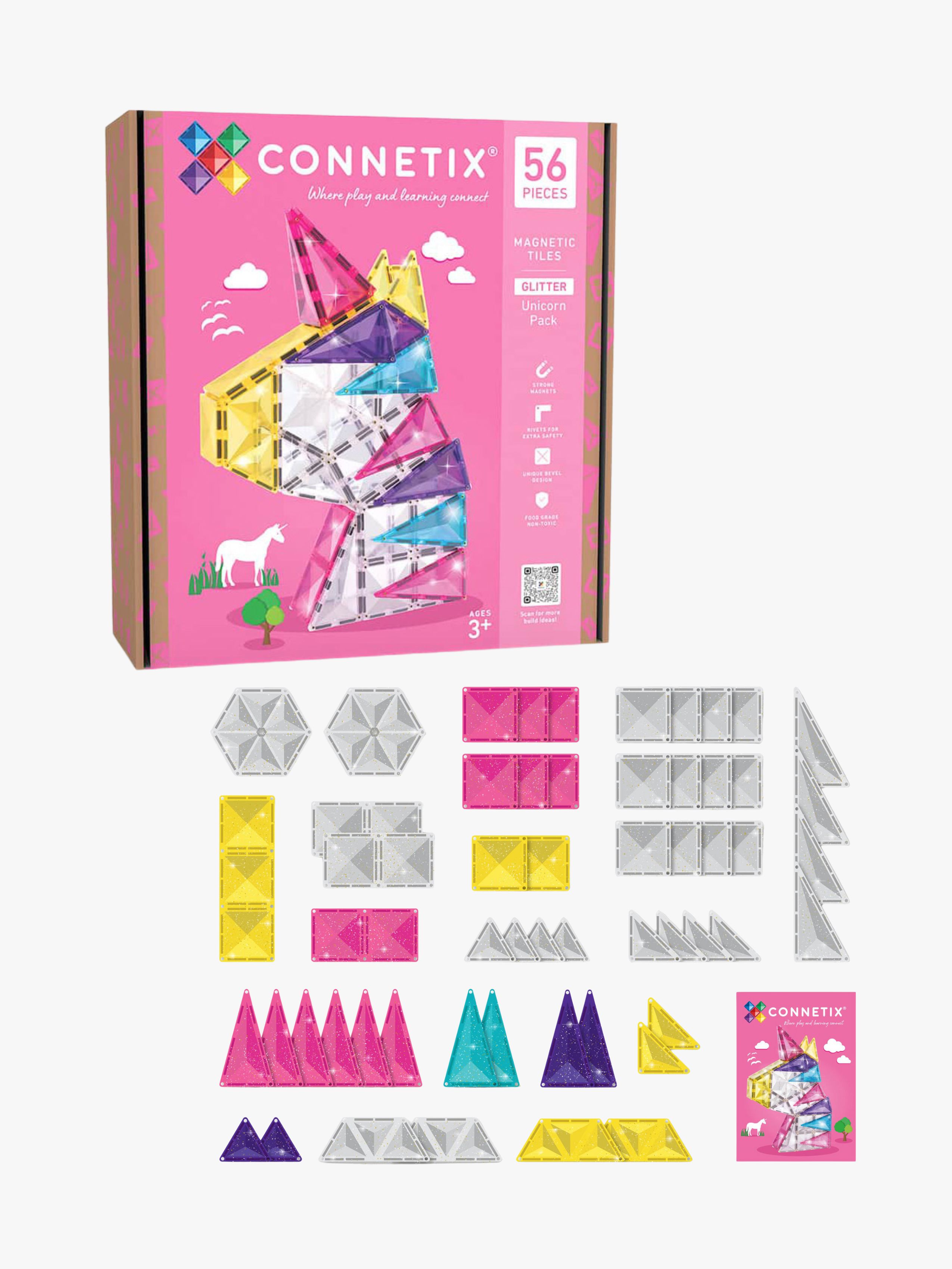Connetix Magnetiske Byggeklosser Glitter Enhjørning 56 Deler - Magnetleker - Plast