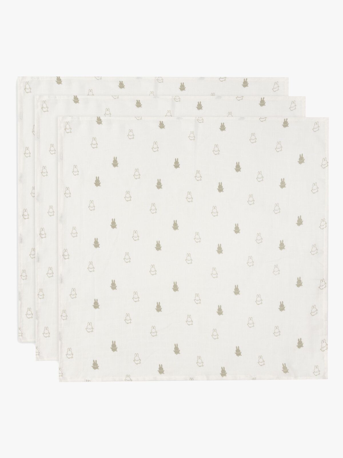 Jollein Happy Miffy Musselinteppe 3-Pakk, Olive Green