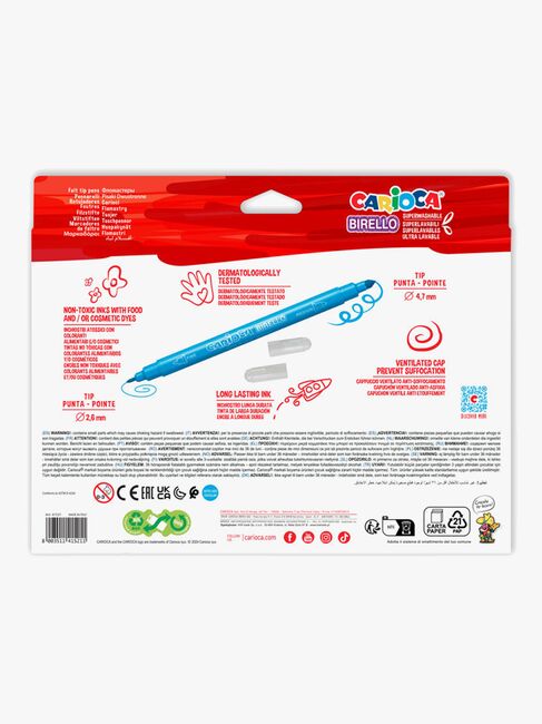 Carioca Birello Dobbelspiss Fiberpenner 24-Pakk