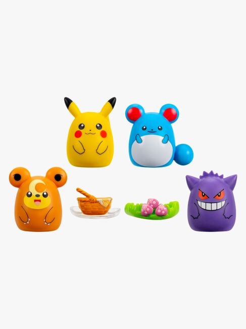 Squishmallows Squishalongs Pokémon Figursett Pikachu, Gengar, Teddiursa & Marill 4-Pakk