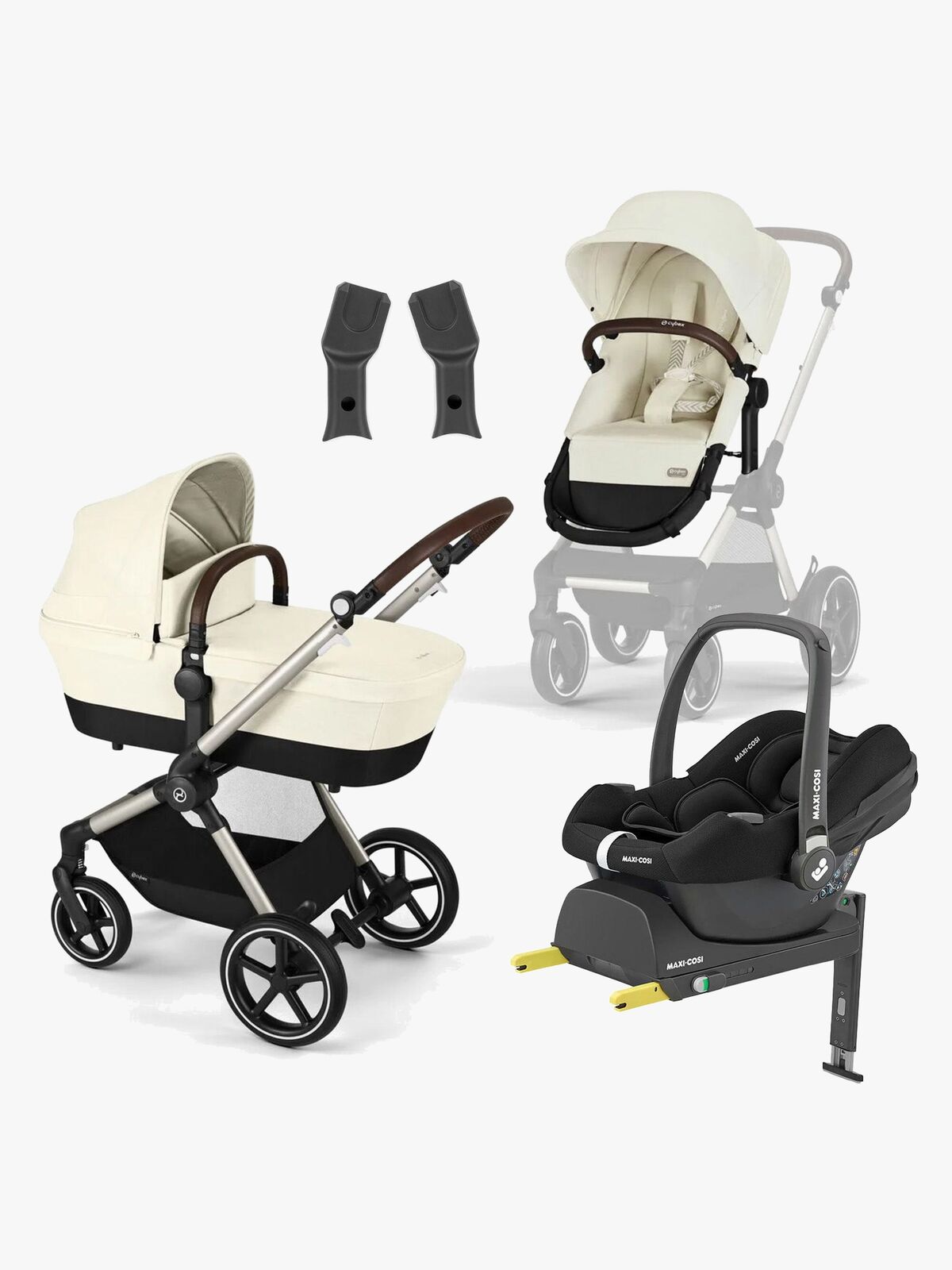 Cybex EOS Lux Duovogn inkl. Maxi-Cosi CabrioFix & Base, Taupe/Seashell Beige