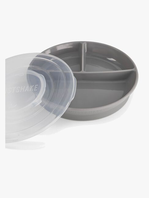 Twistshake Delt Tallerken med Lokk, Grå