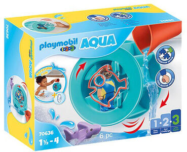 Playmobil 1.2.3 Aqua Water Wheel with Baby Shark Byggesett