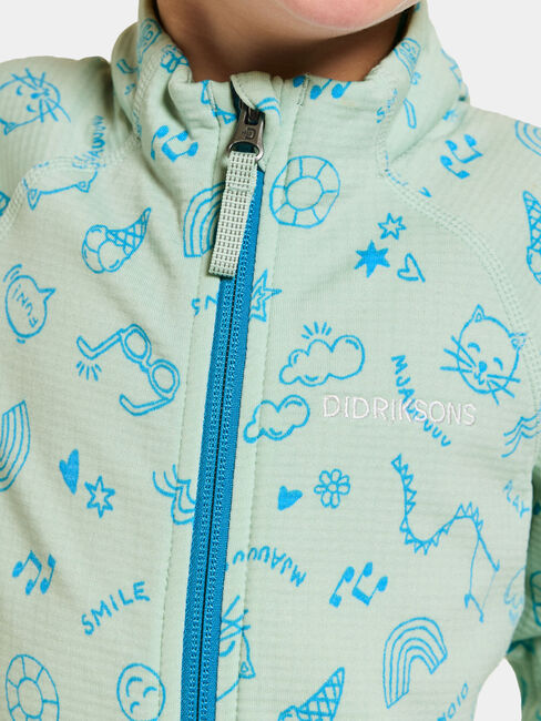 Didriksons Jadis Genser med Glidelås, Doodle Pale Mint