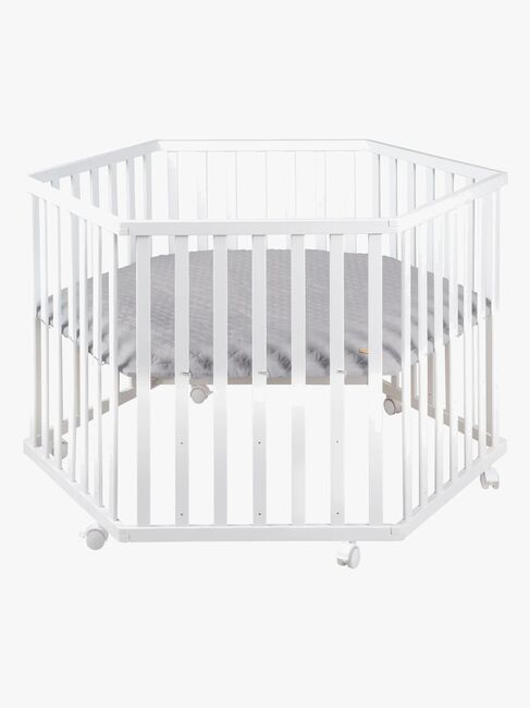 Roba Style Hexagon Lekegrind med Hjul, White & Grey