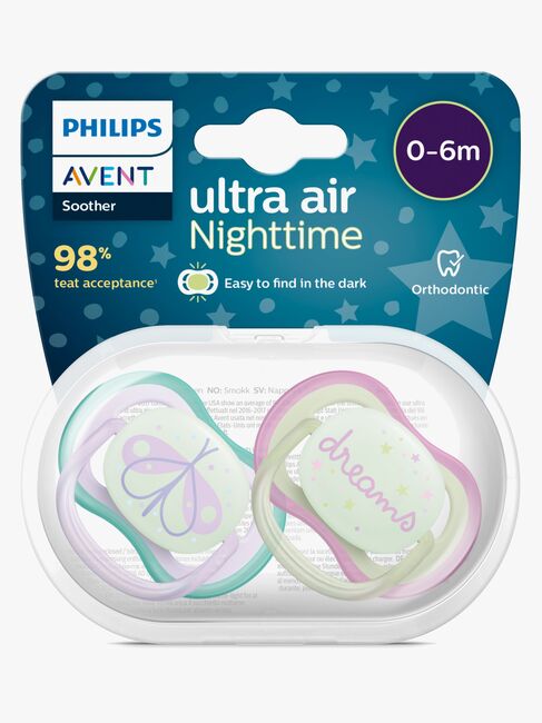 Philips Avent Ultra Air Night Smokker 2-Pack 0-6m, Grønn/Lilla