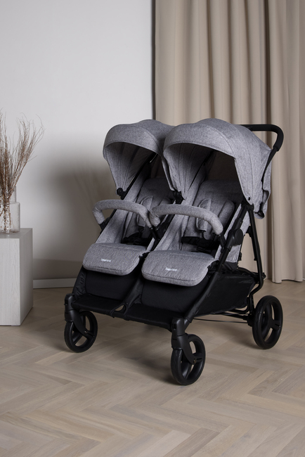 Beemoo Twin Shopper Søsken- & Tvillingvogn, Grey Mélange