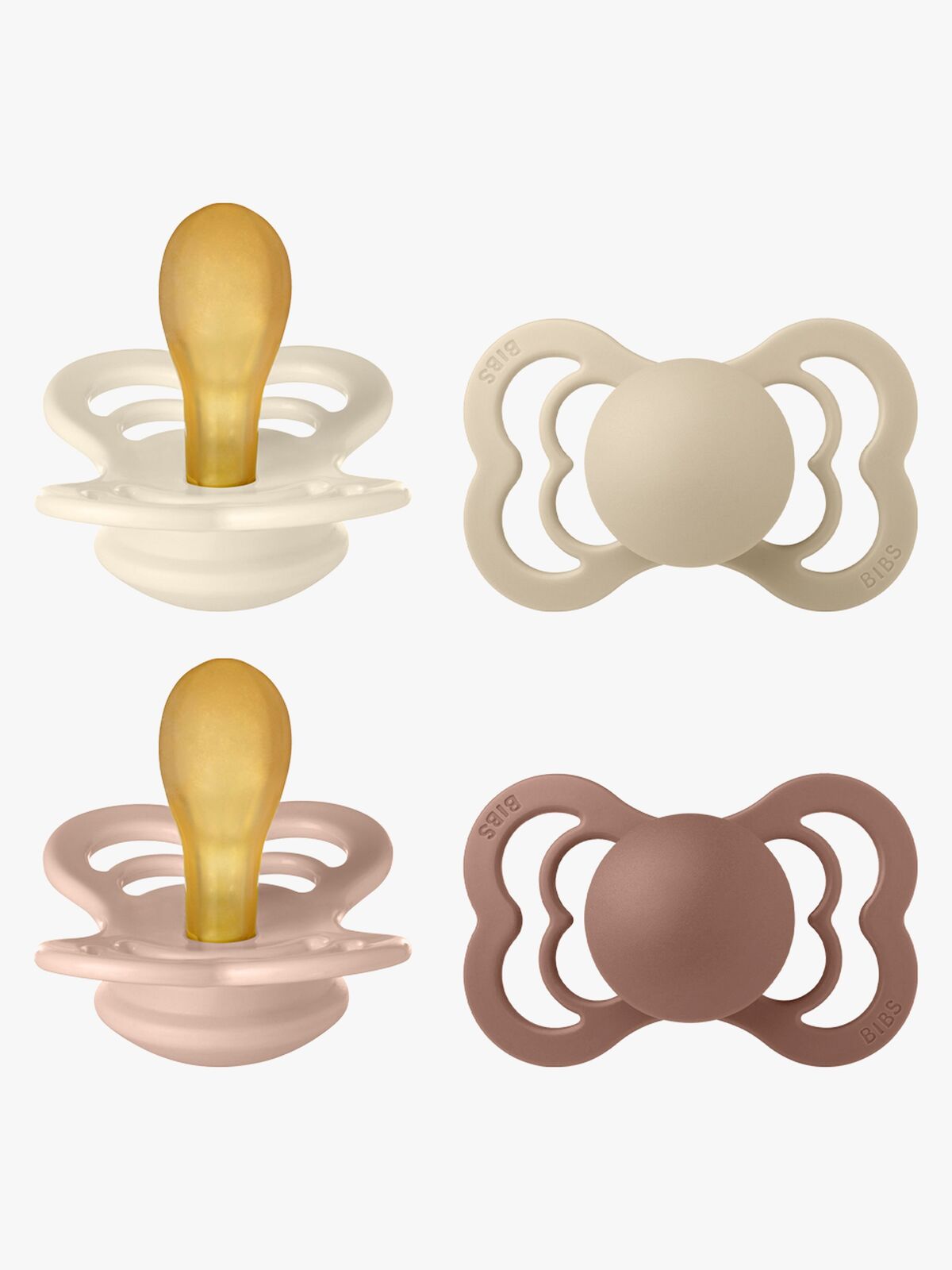BIBS Supreme Smokk 4-Pakk Silikon Stl 2, Ivory/Vanilla/Blush/Woodchuck