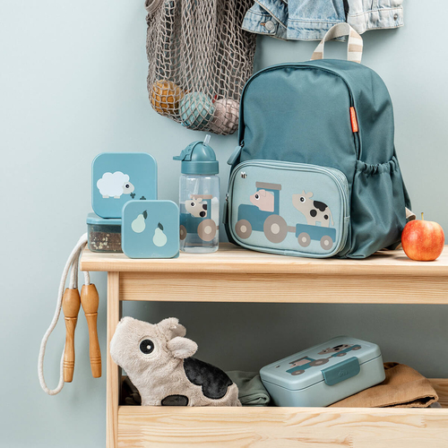 Done By Deer Tiny Farm Flaske med Sugerør, Blue