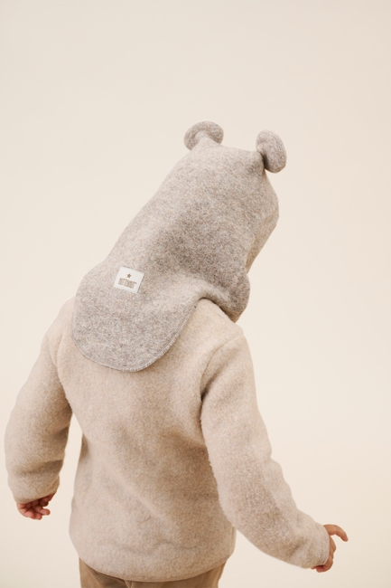 Huttelihut Balaklava Merinoull med Ører, Camel Melange