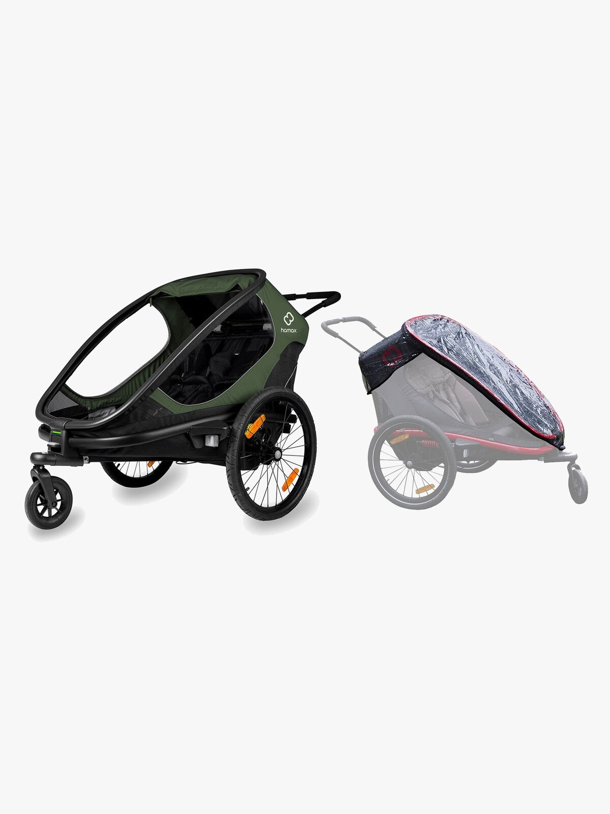 Hamax Outback Sykkelvogn inkl. Regntrekk, Green/Black