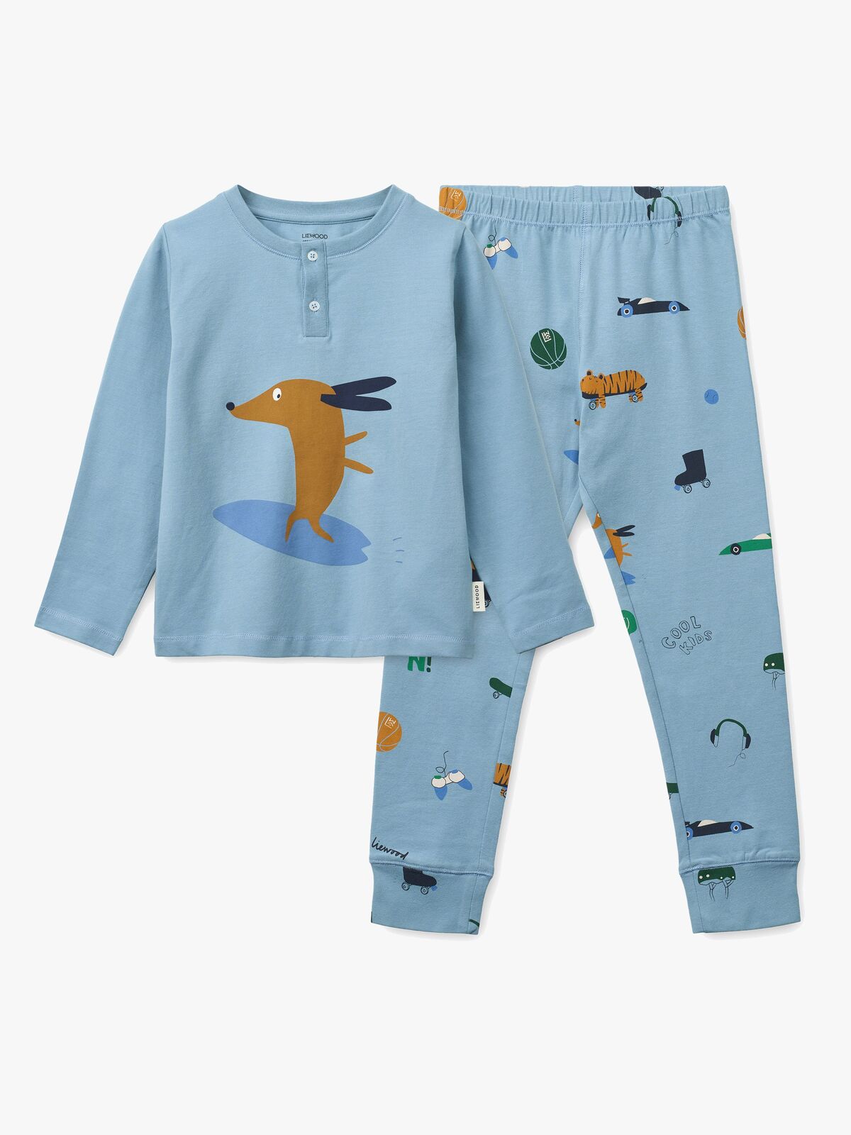 LIEWOOD Wilhelm Pysjsett, Dog/fun/beach blue/mix