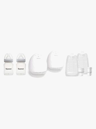 Beemoo CARE Wearable Elektrisk Brystpumpe Dobbel inkl. Brystmelkposer & Brystmelkflaske 180 ml 2-pack