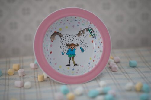 Pippi Langstrømpe Bursdag Tallerken med Sugekopp, Rosa