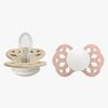 BIBS Infinity Smokker 2-Pack Silikon Str 1 Symmetrisk, Vanilla GLOW/Blush GLOW