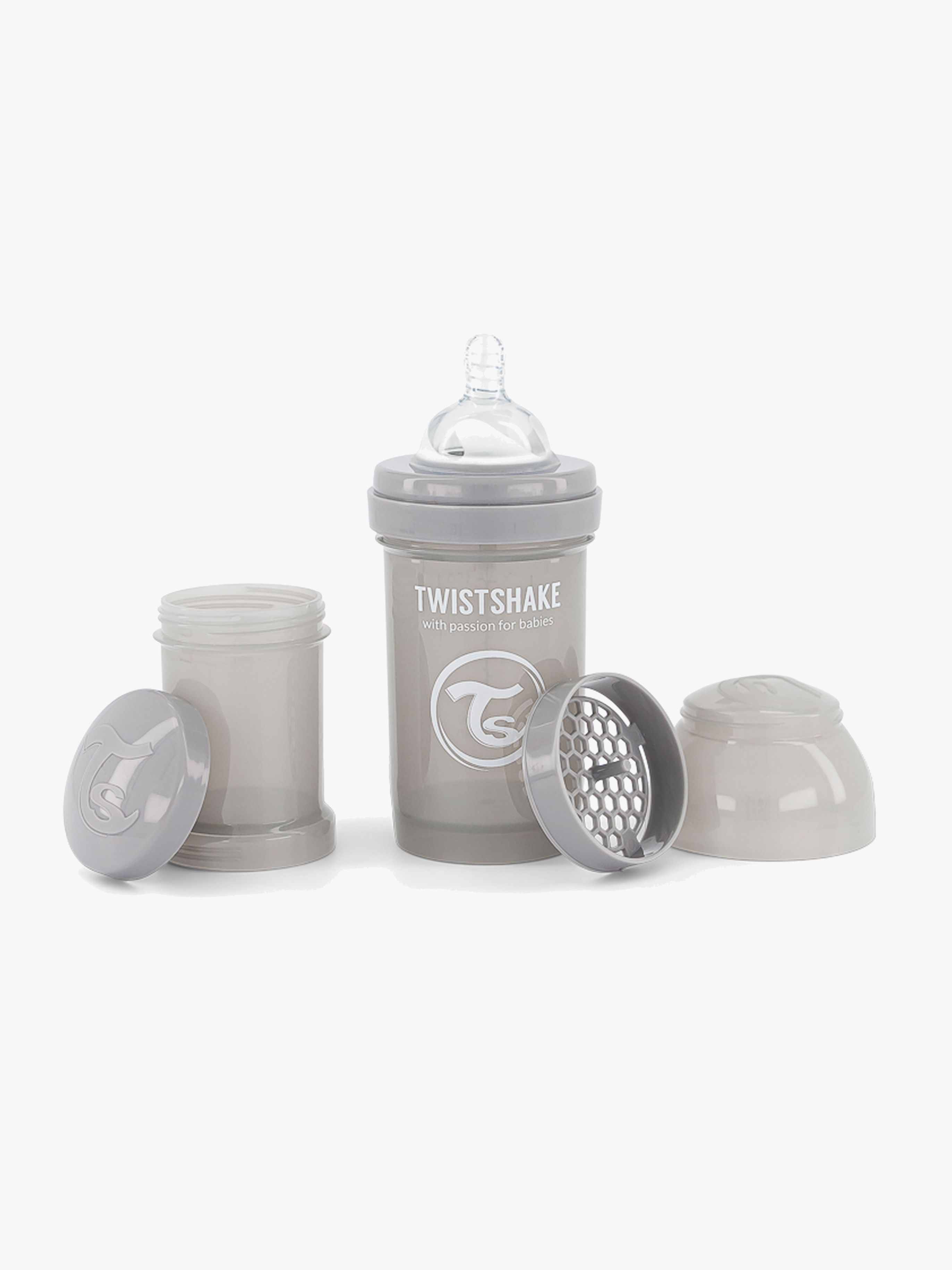 Twistshake Tåteflaske Anti-Kolikk 180 ml, Grå - Tåteflasker & Tilbehør - Plast