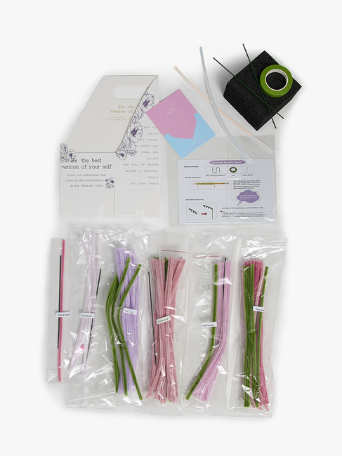 Fippla DIY-sett Blomsterbukett med Piperensere 18 Deler, Rosa