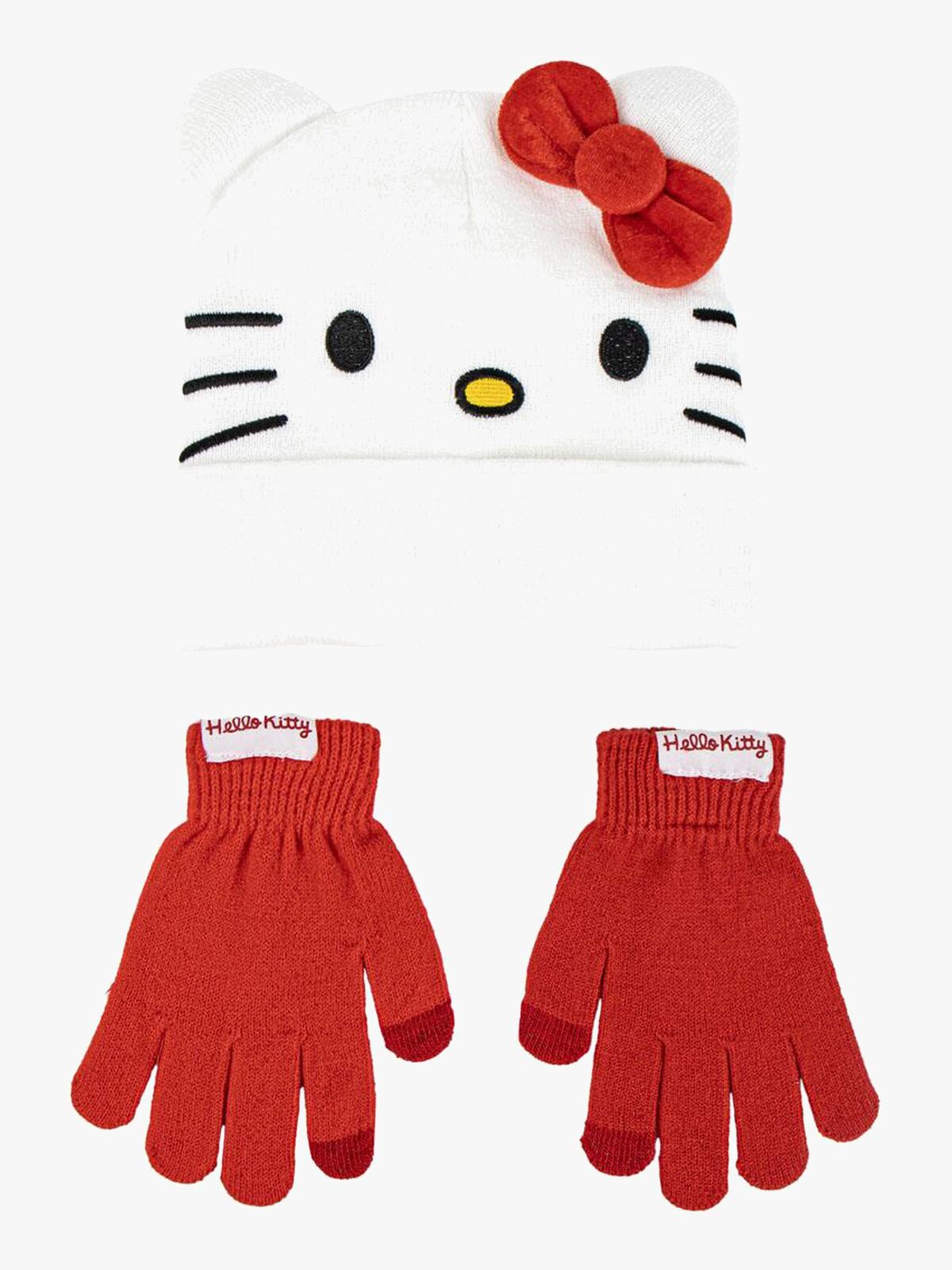 Hello Kitty Lue og Votter, Hvit/Rød