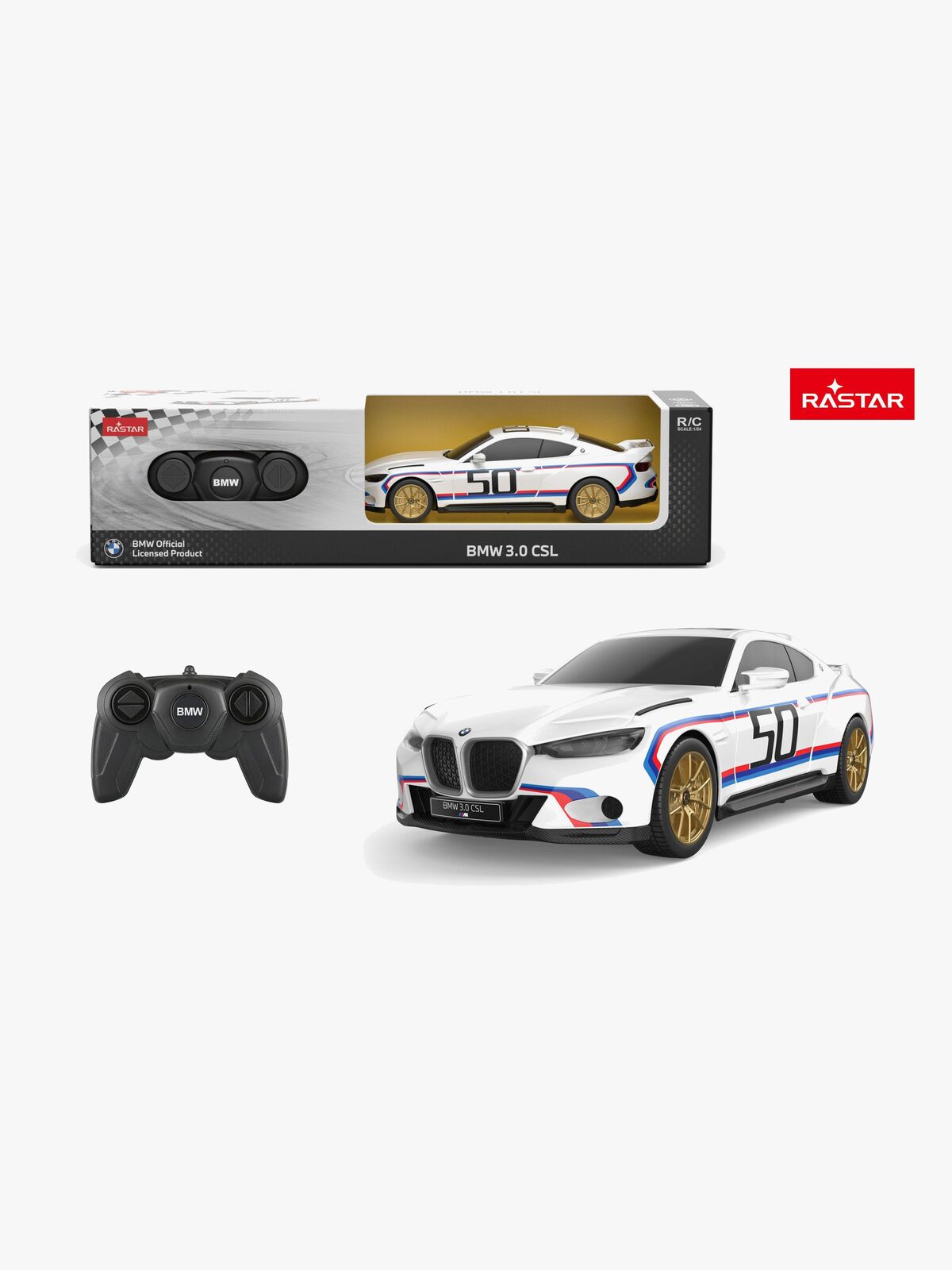 Rastar BMW 3.0 CSL Radiostyrt Bil 1:24, Hvit