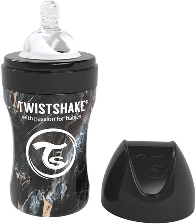 Twistshake Anti-Kolikk Rustfri 260ml, Marmor/Svart