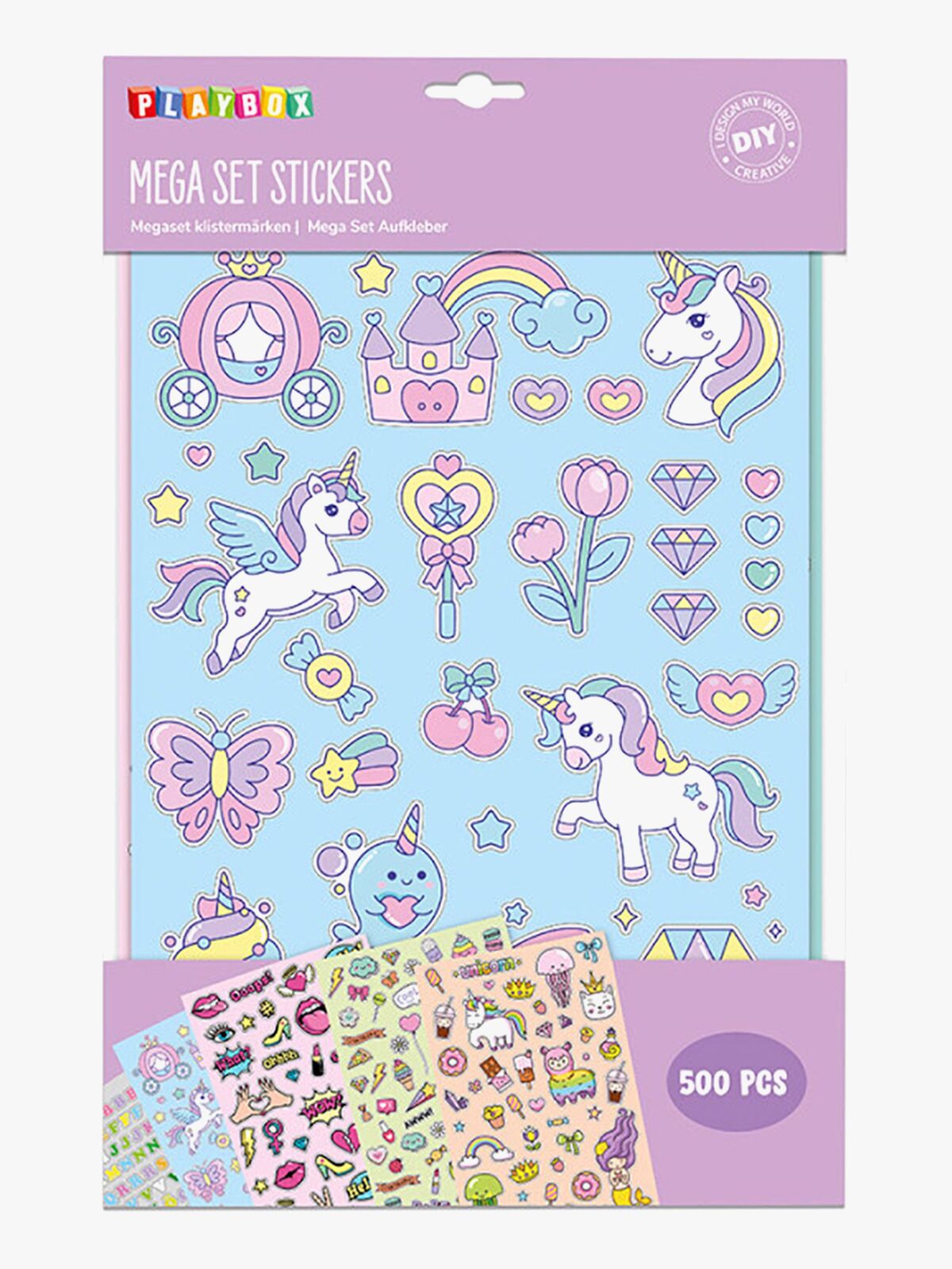 Playbox Megasett Klistremerker Enhjørning 500 Stk