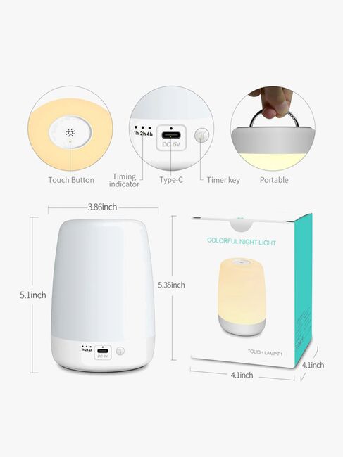 Lippa Colorful Touch Nattlampe Timer, Hvit