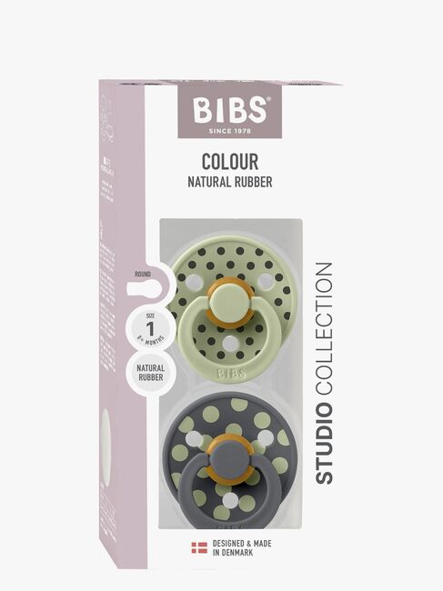 BIBS Studio Colour Polka Smokk 2-Pakk Latex Str 1, Sage/Iron