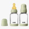 BIBS Slow Flow Glass Tåteflaske Latex 2-Pakk 120 ml, Sage