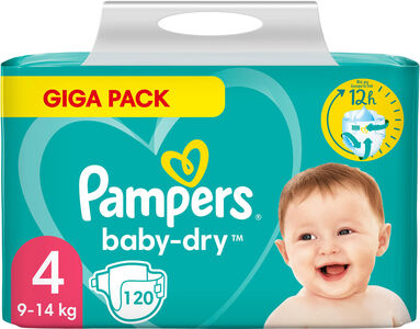 Pampers Baby-Dry Bleie Str 4 9–14 kg 120-pakning