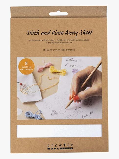 Creativ Company Vannløselig Broderiark A5 8 st