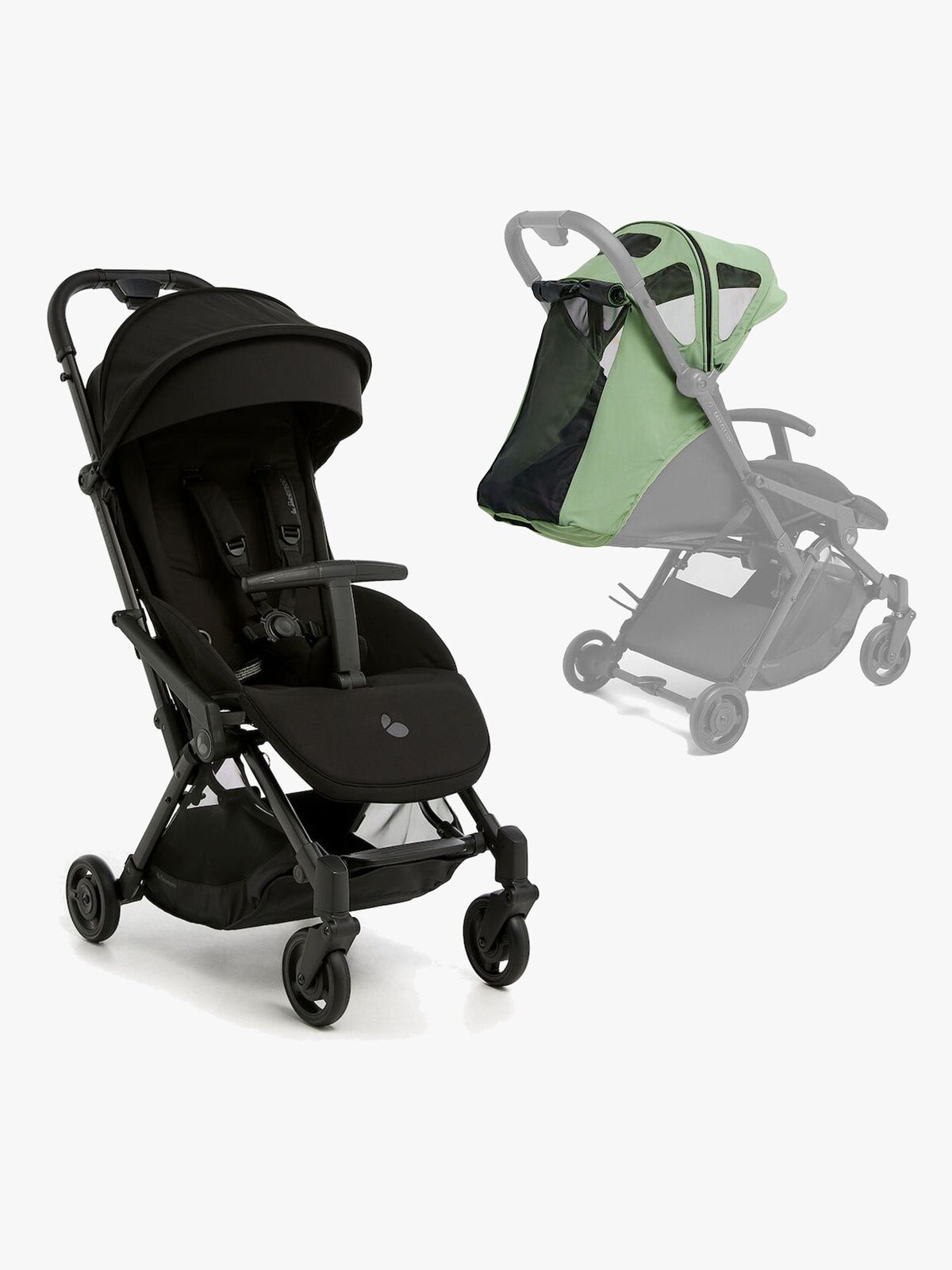 Beemoo Easy Fly Lux 4 Trille inkl. Breezy Kalesje, Jet Black/Sea Green