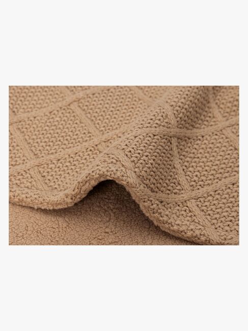 Jollein Strikket Teppe Rutemønster med Teddy-fleece, Biscuit