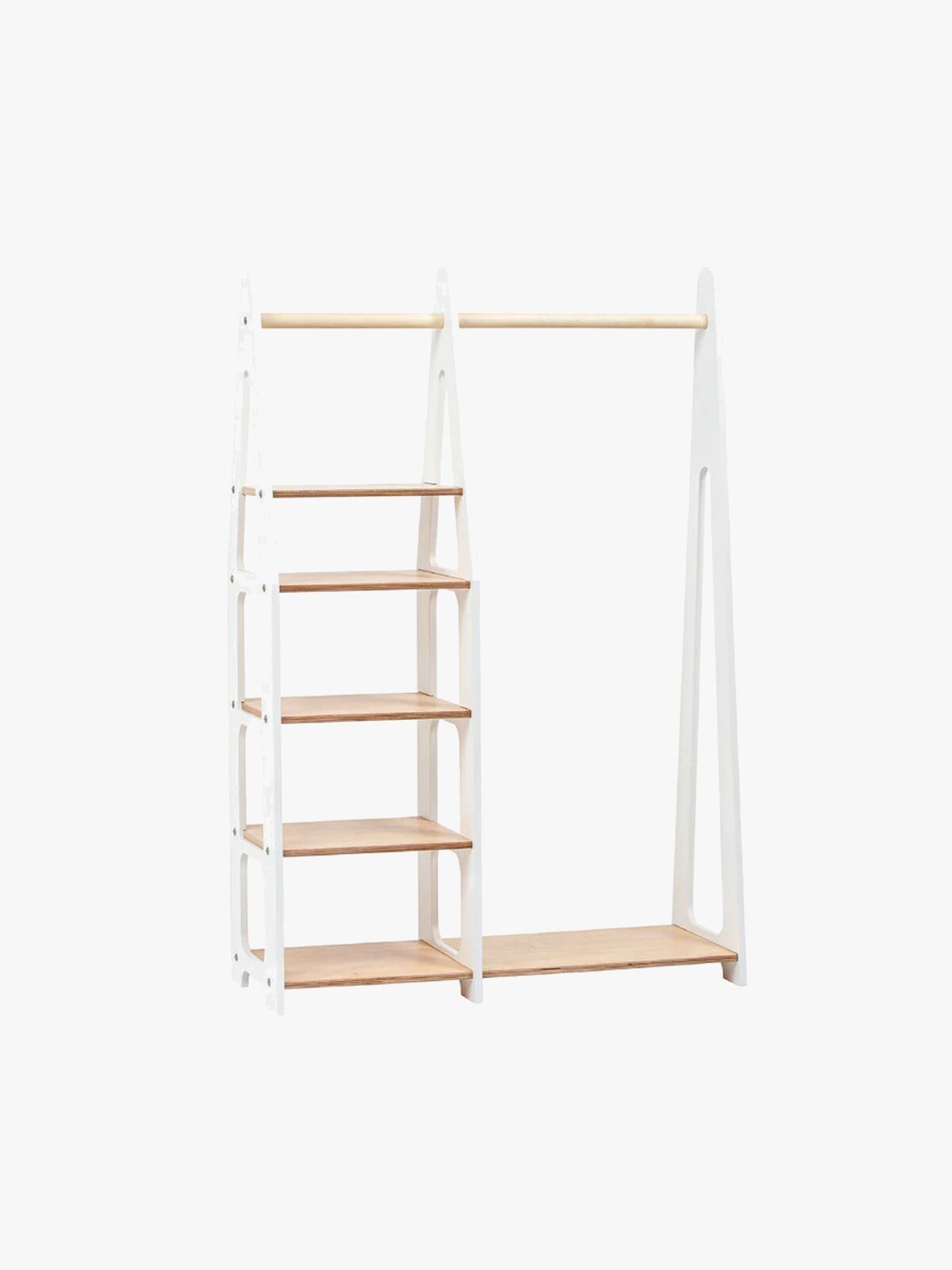 Duck Woodworks Knaggrekke med Hyller, Hvit