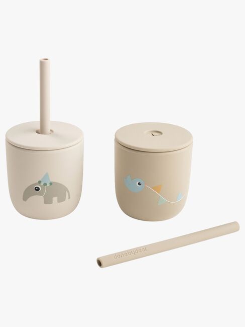 Done By Deer Celebration Sugerørkopp Silikon 2-Pakk, Sand