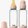 BIBS Medium Flow Glass Tåteflaske Latex 2-Pakk 240 ml, Blush