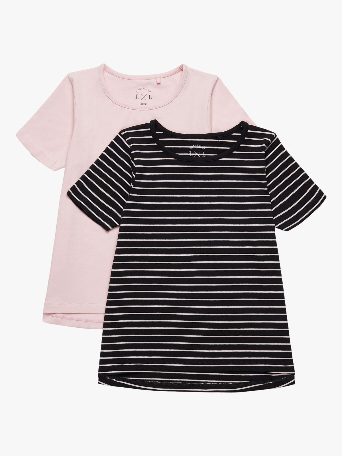 Luca & Lola Malena Topp 2-pack, Black/Pink Stripes