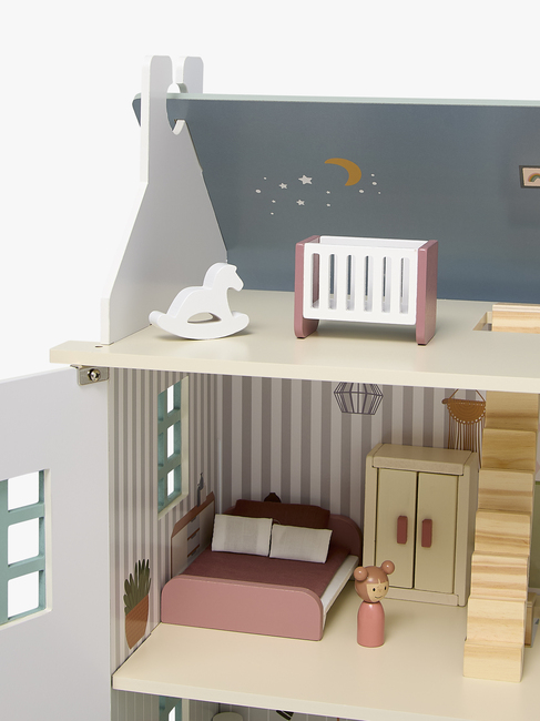 Alice & Fox Dukkehus med Møbler & 4 Dukker, Blå