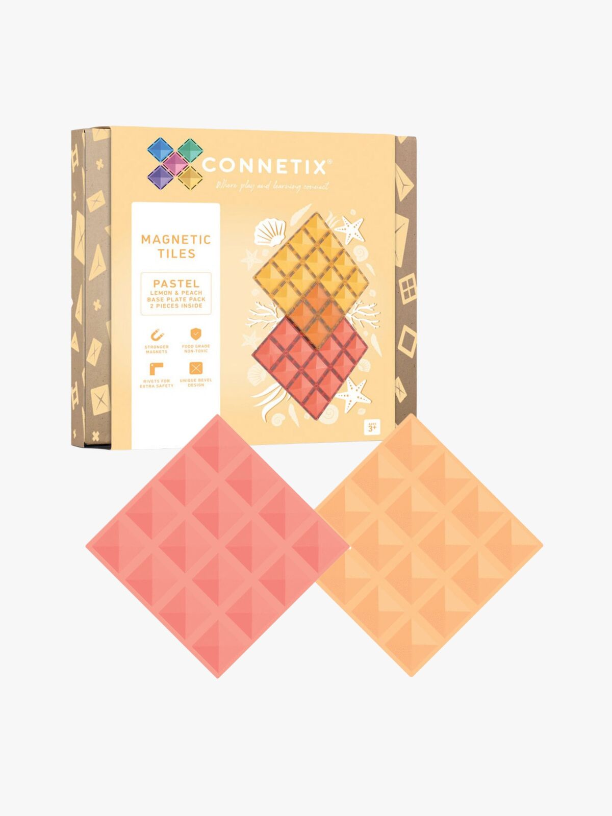 Connetix Bunnplater 2-Pakk, Pastel Lemon & Peach