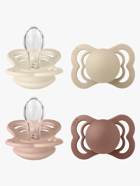BIBS Supreme Smokk 4-Pakk Silikon Stl 1, Ivory/Vanilla/Blush/Woodchuck