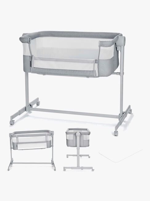 Kinderkraft Nestee Up 2 Bedside Crib, Full Light Grey